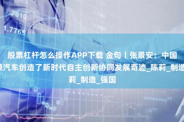股票杠杆怎么操作APP下载 金句丨张景安：中国新能源汽车创造了新时代自主创新协同发展奇迹_陈莉_制造_强国