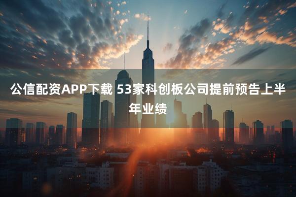 公信配资APP下载 53家科创板公司提前预告上半年业绩